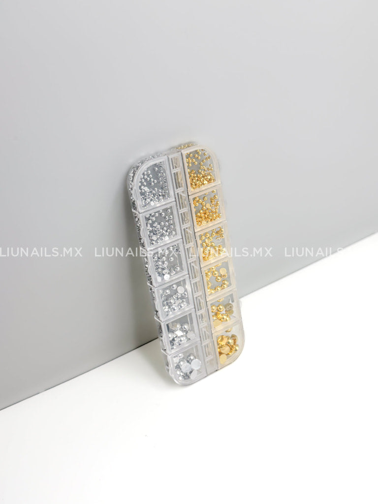 Caja de Medias Perlas Plata y Oro LOVELY Decoraciones