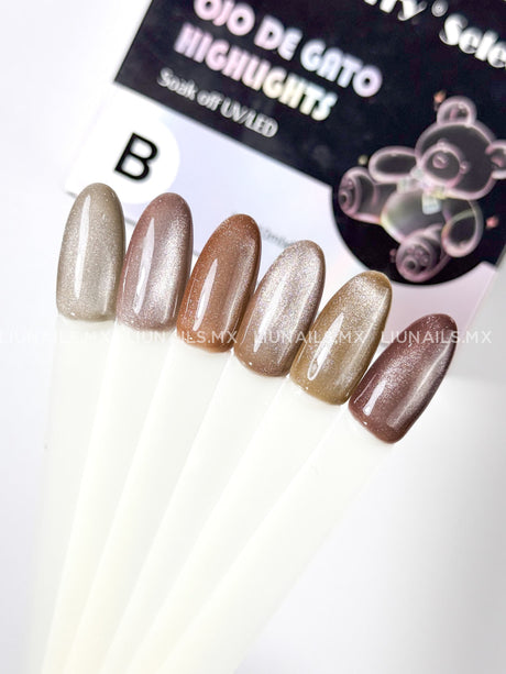 Gama B - 6 Colores Ojo de Gato Highlights Miss Cherry Colores