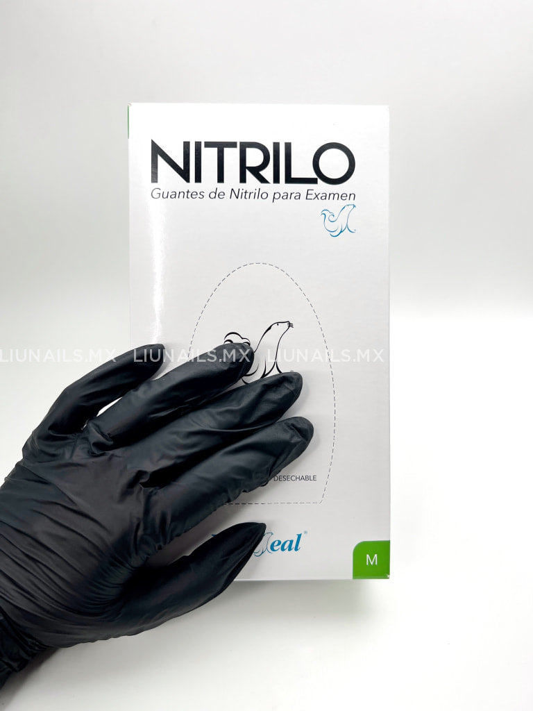 Guantes De Nitrilo Negro Talla M 100 Piezas Uniseal Desechables