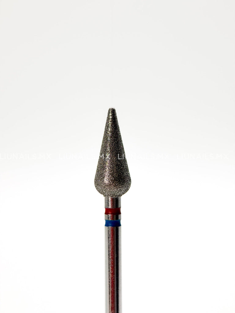 Punta ’gota’ Twin de diamante rojo/azul diámetro 5 mm superficie trabajo 12 mm LIUNAILS - Puntas