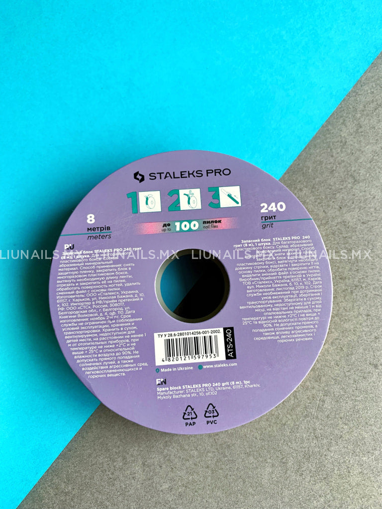 Repuesto De Rollo Lima Para Dona Staleks Pro Expert Grosor 240 (8M) Repuestos Donas Limas