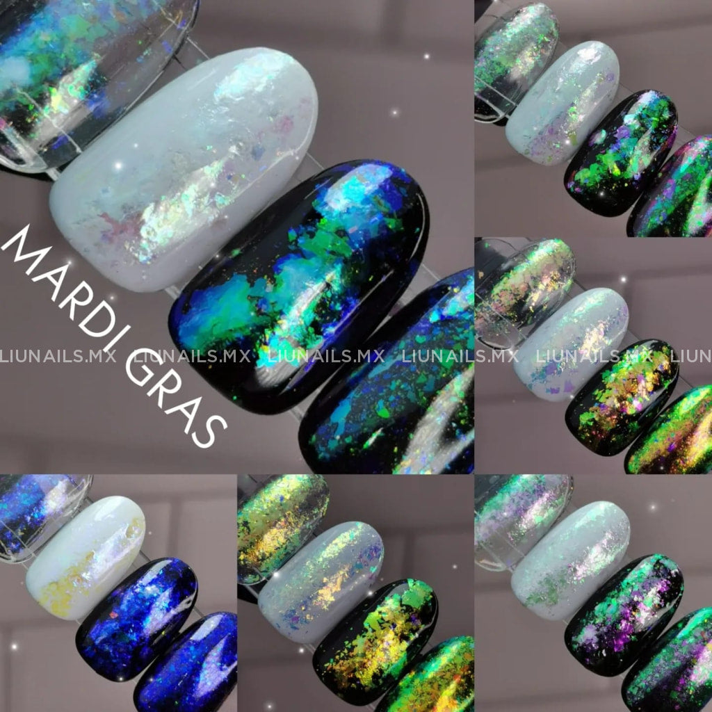 Colección Mardi Gras Flake Sip Nails Decoraciones