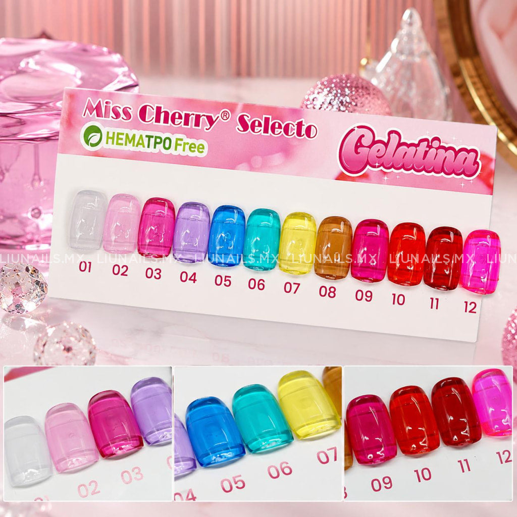 Gama - 12 Colores Gelatina 21 ml MISS CHERRY - Colores