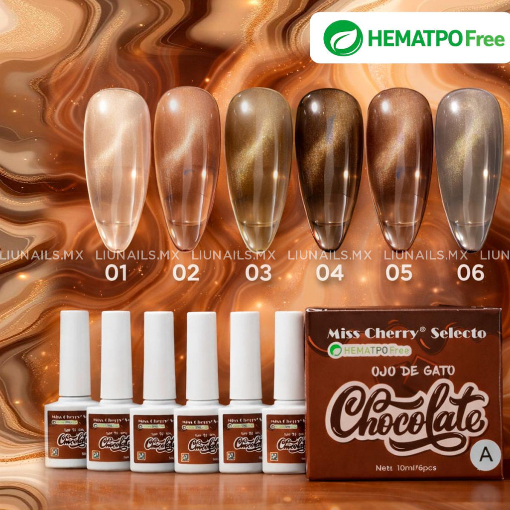 Gama A - 6 Colores Ojo de Gato Chocolate MISS CHERRY - Colores
