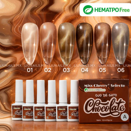 Gama A - 6 Colores Ojo de Gato Chocolate MISS CHERRY - Colores