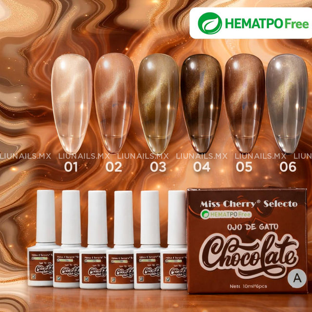 Gama A - 6 Colores Ojo de Gato Chocolate MISS CHERRY - Colores