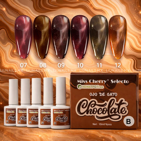 Gama B - 6 Colores Ojo de Gato Chocolate MISS CHERRY - Colores