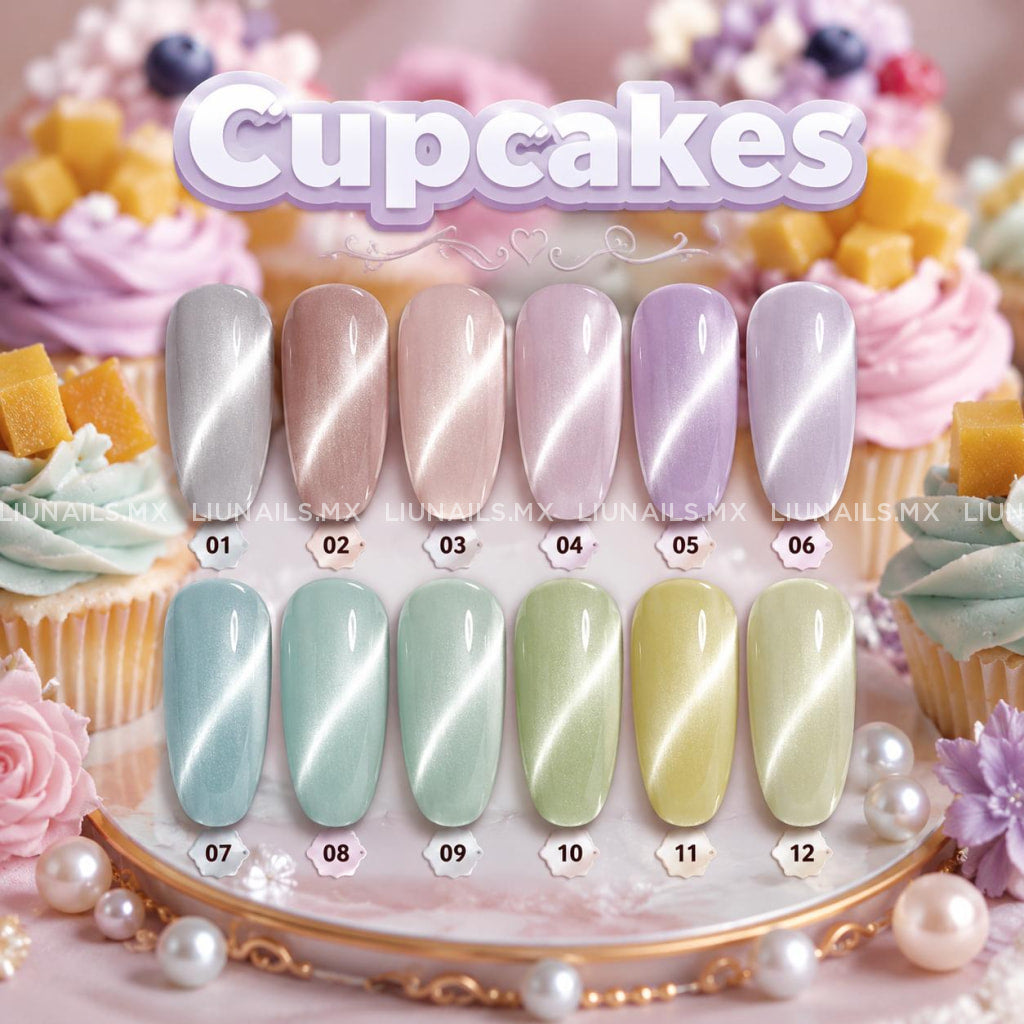 Gama B - 6 Colores Ojo de Gato Cupcakes MISS CHERRY - Colores