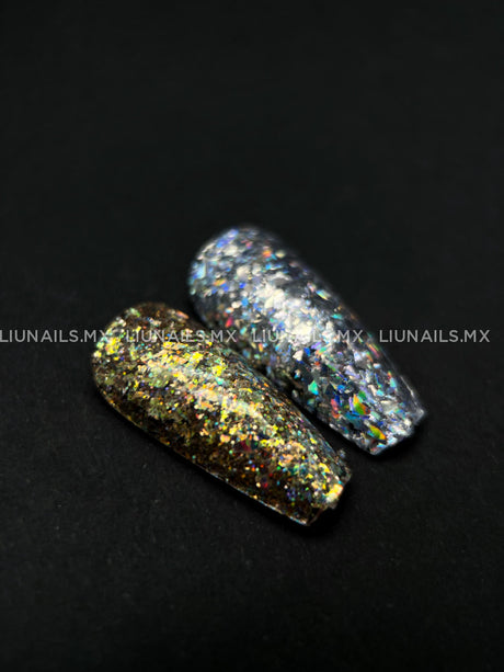 Glitter Mix Plata Xc04 Liunails Glitters