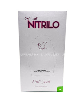 Guantes de nitrilo metálico rosas talla M 100 piezas UNISEAL Desechables