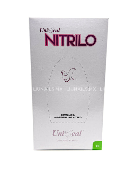 Guantes de nitrilo metálico rosas talla M 100 piezas UNISEAL Desechables