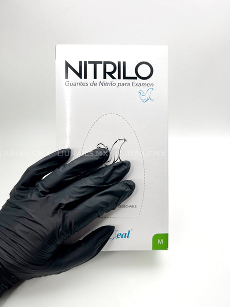 Guantes De Nitrilo Negro Talla M 100 Piezas Uniseal Desechables