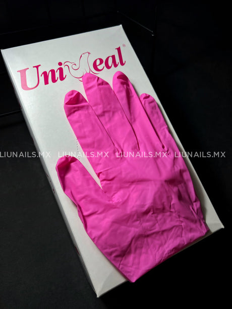 Guantes De Nitrilo Rosas Talla Ch Caja Con 100 Piezas