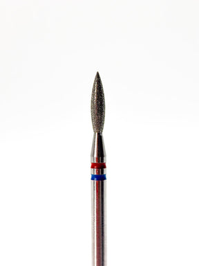 Punta ’flame’ Twin de diamante rojo/azul diámetro 2.1 mm superficie de trabajo 8.4 mm LIUNAILS - Puntas