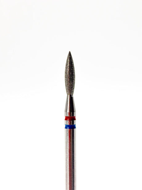 Punta ’flame’ Twin de diamante rojo/azul diámetro 2.1 mm superficie de trabajo 8.4 mm LIUNAILS - Puntas