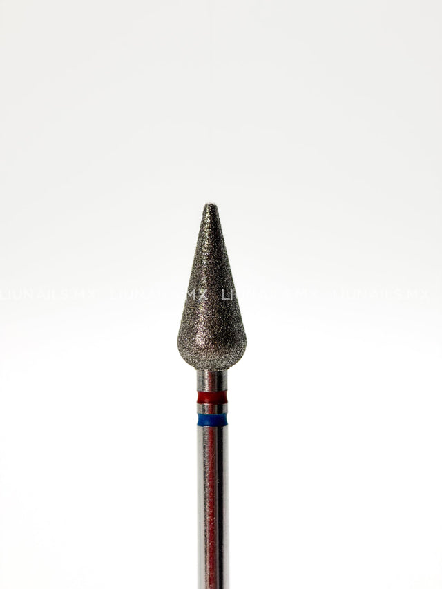 Punta ’gota’ Twin de diamante rojo/azul diámetro 5 mm superficie trabajo 12 mm LIUNAILS - Puntas