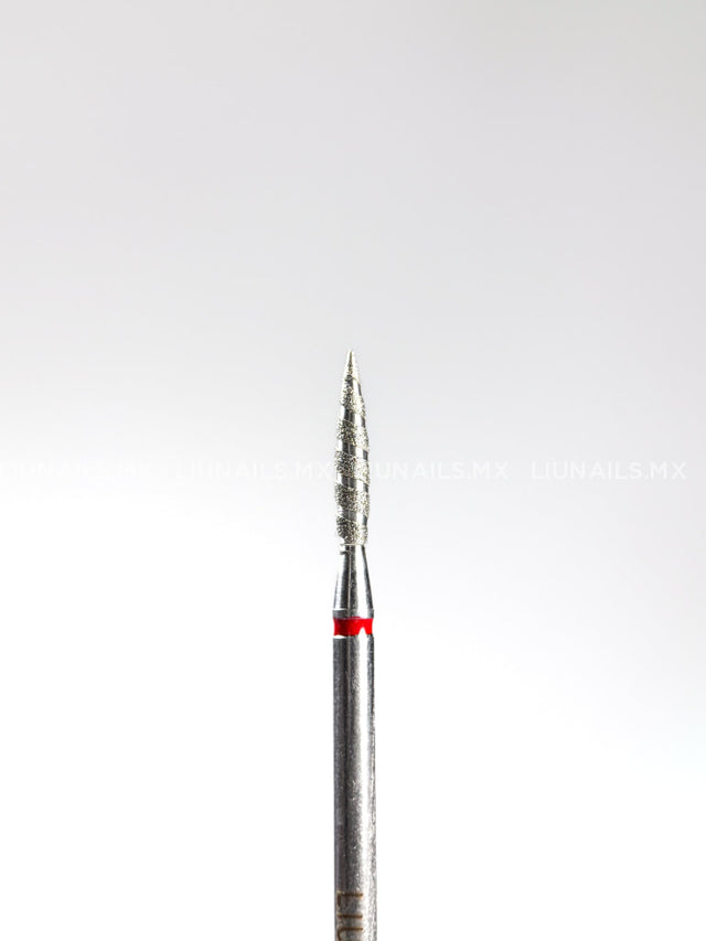 Punta ’tornado’ de diamante rojo diámetro 2.3 mm superficie de trabajo 12 mm LIUNAILS Puntas
