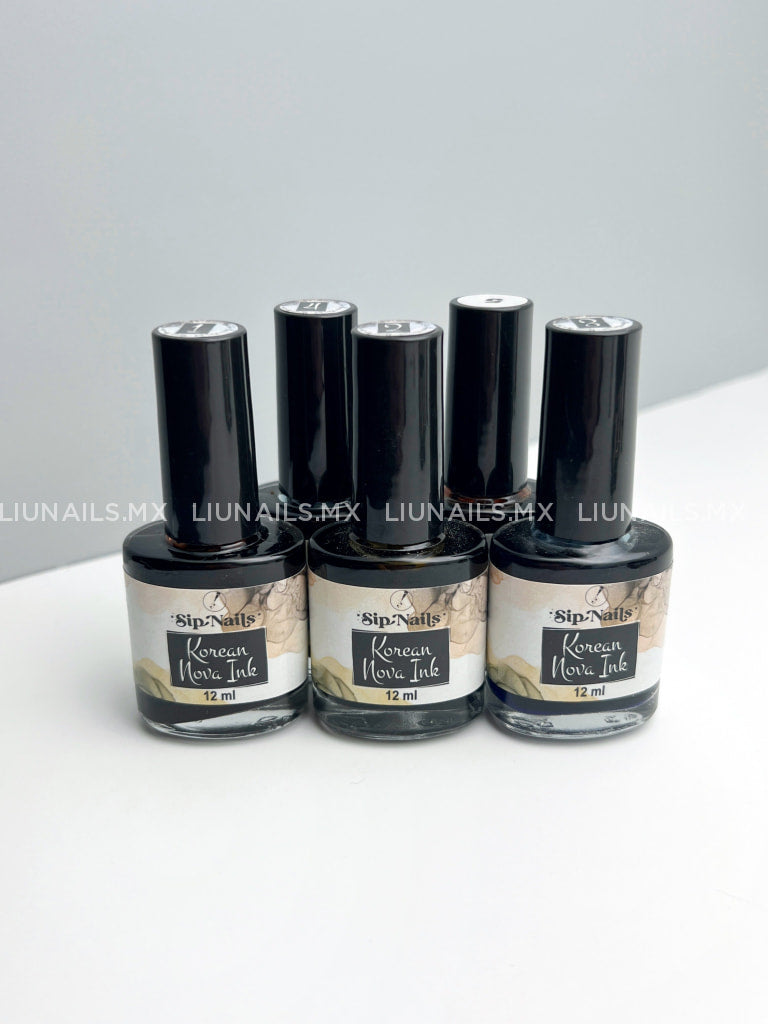 Tintas Korean Nova Ink 7 Piezas Sip Nails Decoraciones