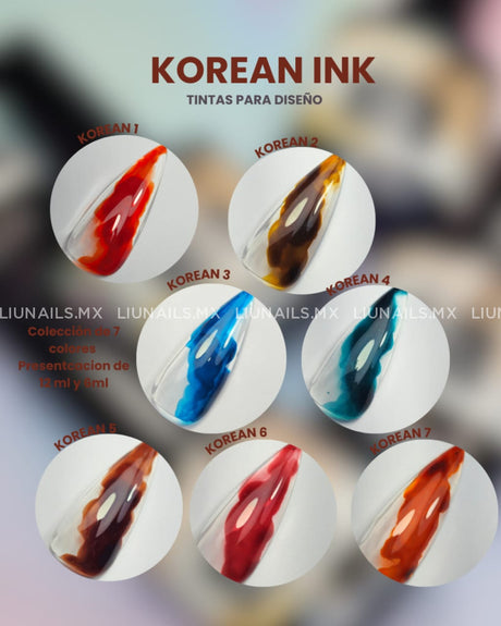 Tintas Korean Nova Ink 7 Piezas Sip Nails Decoraciones